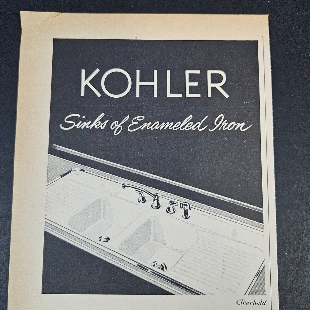 1953 Kohler Sink of Enameled Iron Vintage Print Ad Winfied WI Kitchen‎ Bathroom
